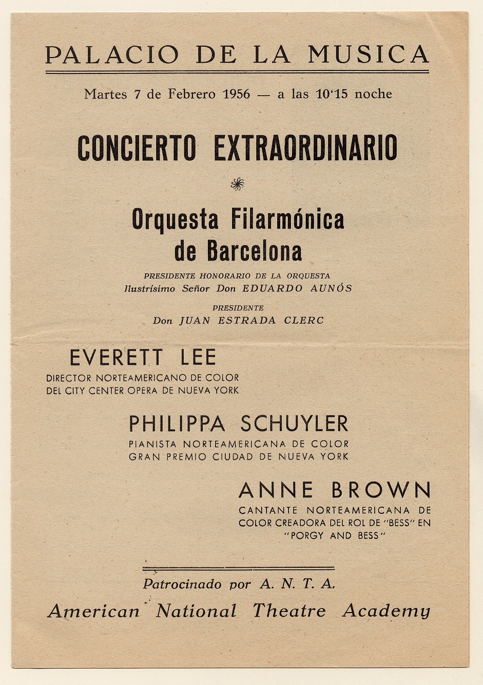 Anne Brown, concert program