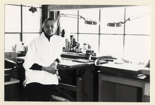 Black and white photo of Louise Jefferson in her studio.
