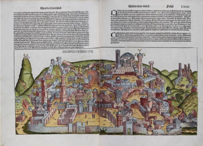 Image of the destruction of Jerusalem from Liber chronicarum, or the Nuremberg Chronicle
