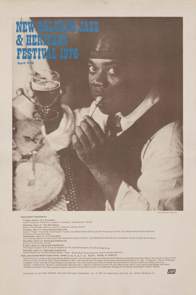 1976 Jazz Fest poster, version 2, Sue Hall collection HJA-090, Tulane University Special Collections.