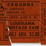 Ticket stub for one weekend of the 1974 Jazz Fest, Mina Lea Crais collection HJA-060, 117.083b, Tulane University Special Collections.