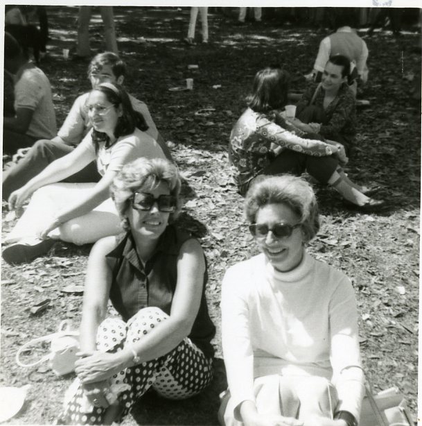 Audience members sit on the ground of Beauregard Square, 1971 Jazz Fest, photographer unidentified; Allison Miner papers HJA-039, “Photos” box, Tulane University Special Collections.