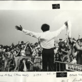 Ernie K-Doe greets an audience at Jazz Fest, 1976, photographer: Mark J. Sindler, Louisiana Image Collection LaRC-1081, Box 26, Folder 10, Tulane University Special Collections.