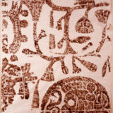 Rubbing of a relief sculpture depicting a tree and human skull