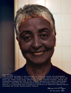 Adrian Piper, Thwarted Projects, Dashed Hopes, A Moment of Embarrassment (2012; digital self-portrait)