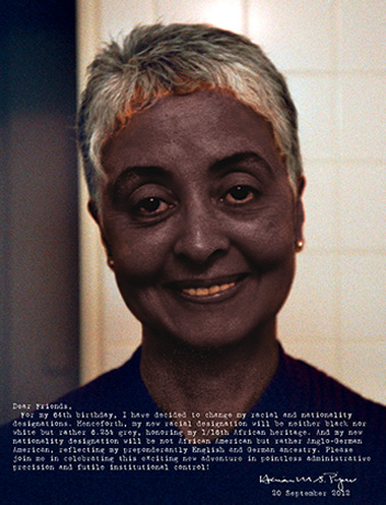 Adrian Piper, Thwarted Projects, Dashed Hopes, A Moment of Embarrassment (2012; digital self-portrait)