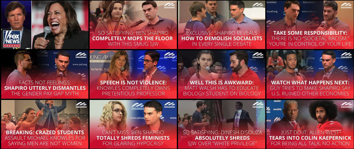 YouTube autogenerated video recommendations after watching five conservative videos