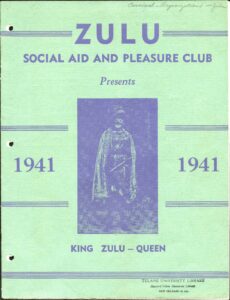 1941 Zulu Social Aid and Pleasure Club Pamphlet