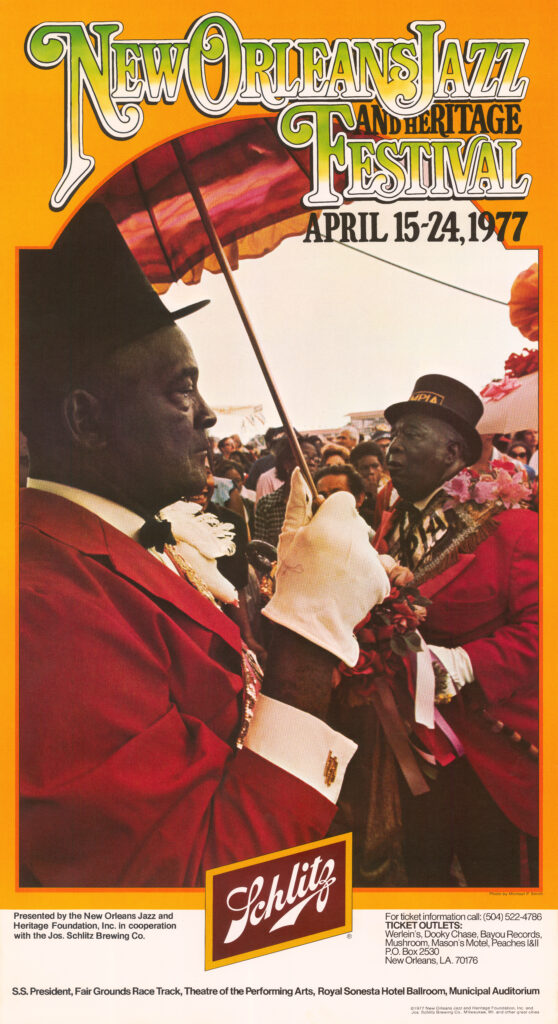 1977 Jazz Fest poster, courtesy of the New Orleans Jazz & Heritage Foundation Archive.