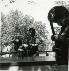 Unidentified musicians perform at the 1971 Jazz Fest, photographer unidentified; Allison Miner papers HJA-039, “Photos” box, Tulane University Special Collections.