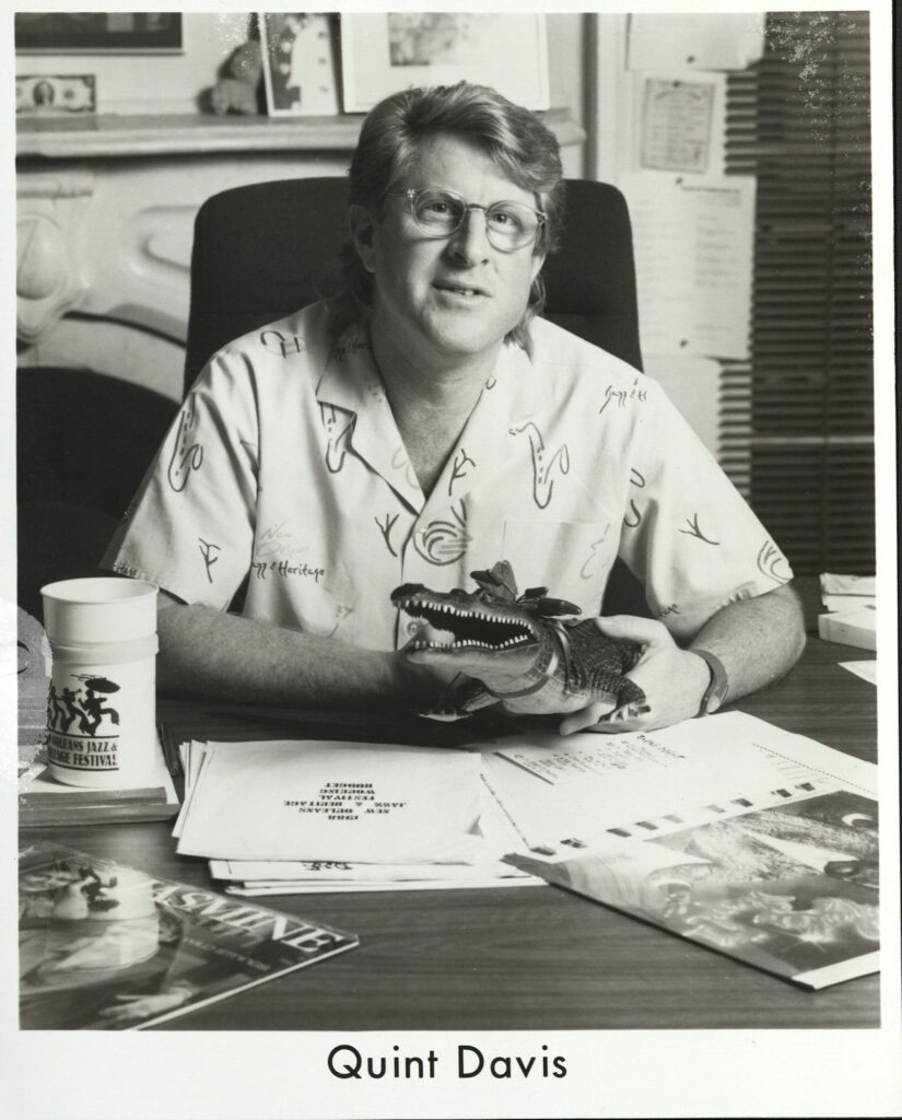 Promo photo of Quint Davis, CEO of Festival Productions, Inc., undated, Allison Miner papers HJA-039, Box 17, Tulane University Special Collections.