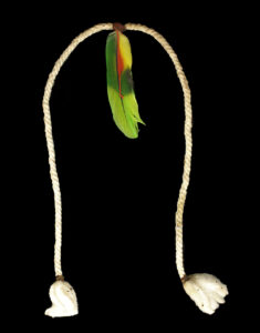 Xavante necktie with multicolored feather