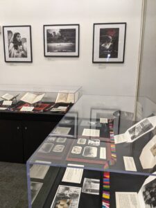 View of John Heaton’s work above exhibit cases 1 and 2