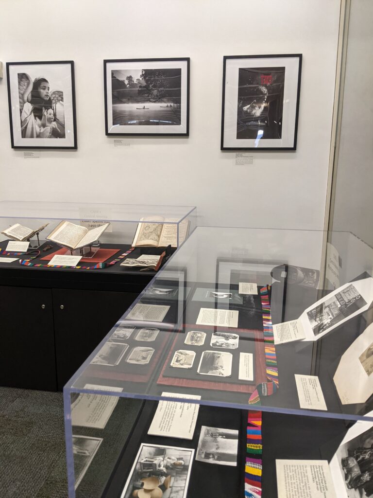 View of John Heaton’s work above exhibit cases 1 and 2