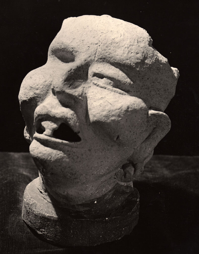 Clay statue of a human head