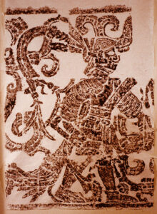 Rubbing of a relief sculpture depicting a human figure