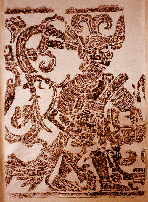 Rubbing of a relief sculpture depicting a human figure
