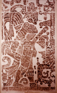Rubbing of a relief sculpture depicting a human figure