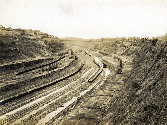 TrainTracksCutThroughAMountainRange