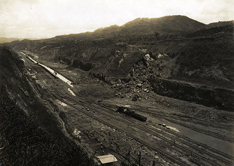 AFlattenedAreaWithTrainTracksCutThroughAMountainRange