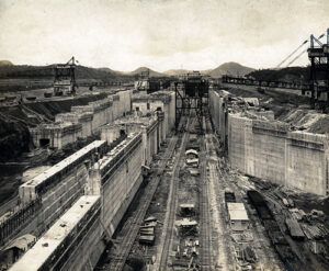 A large construction site from a high angle.