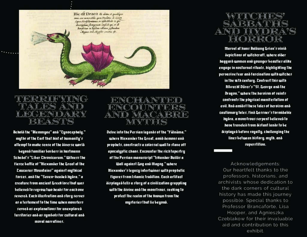 Tri-fold Brochure for Exhibit: Monsters: From the Corners of the Earth to Under Your Bed, Page 2