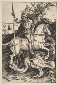 A print from a woodcut by Albrecht Dürer (1471-1528)