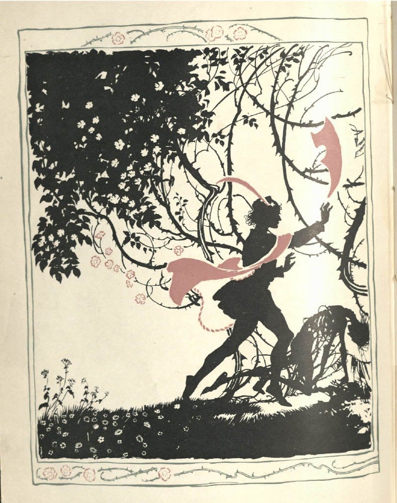 Illustration of a prince journeying to save sleeping beauty
