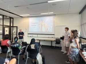 Photograph of the exhibit opening